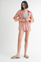 Sunset Stripe Button-Up Set