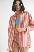 Sunset Stripe Button-Up Set