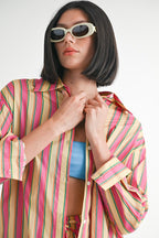 Sunset Stripe Button-Up Set