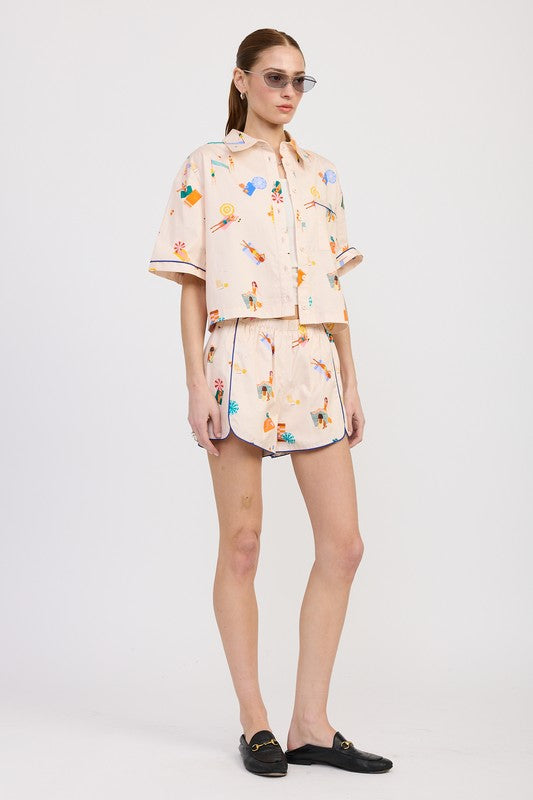 Poolside Poplin Set – Beach Print