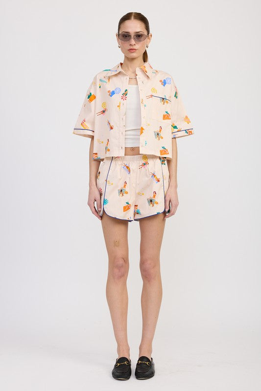 Poolside Poplin Set – Beach Print