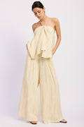 Watercolor Linen Wide Leg Pants Set