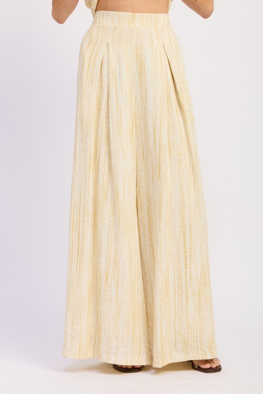 Watercolor Linen Wide Leg Pants Set