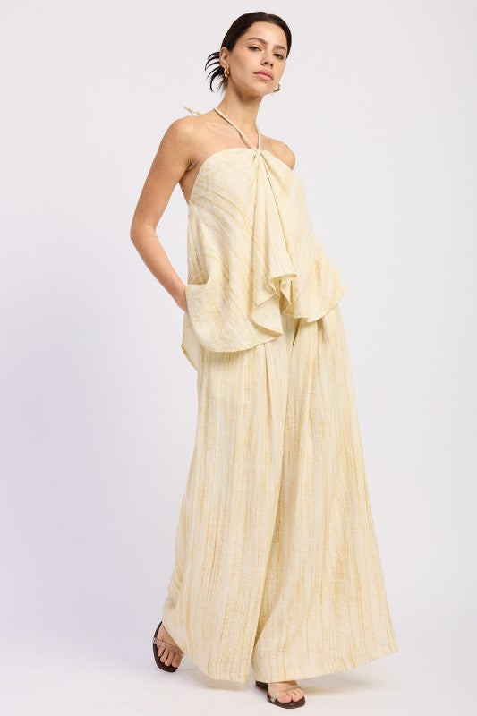 Watercolor Linen Wide Leg Pants Set