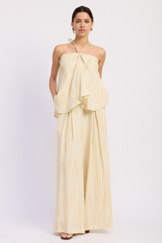 Watercolor Linen Wide Leg Pants Set