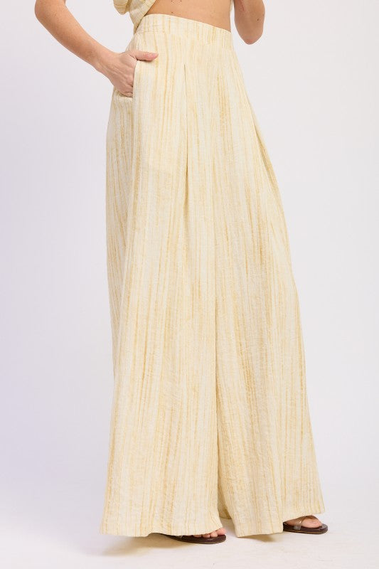 Watercolor Linen Wide Leg Pants Set