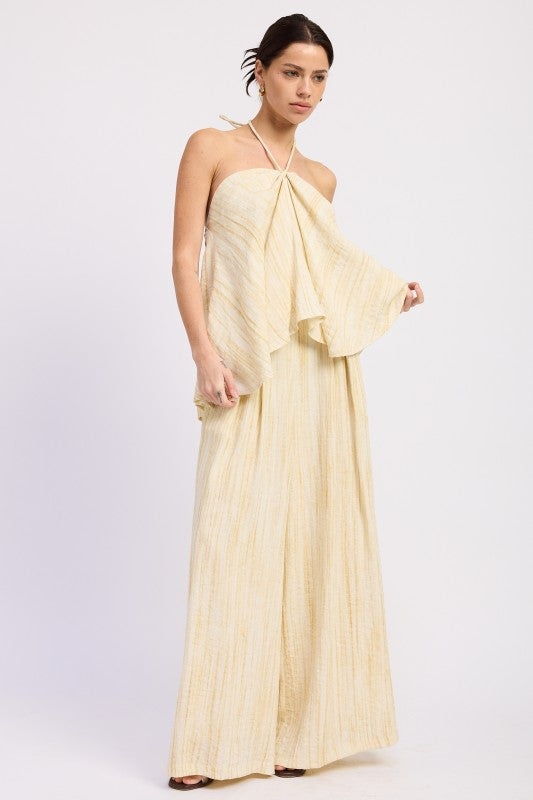 Watercolor Linen Wide Leg Pants Set
