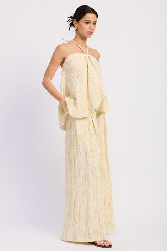 Watercolor Linen Wide Leg Pants Set