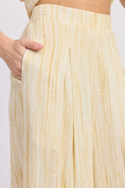 Watercolor Linen Wide Leg Pants Set