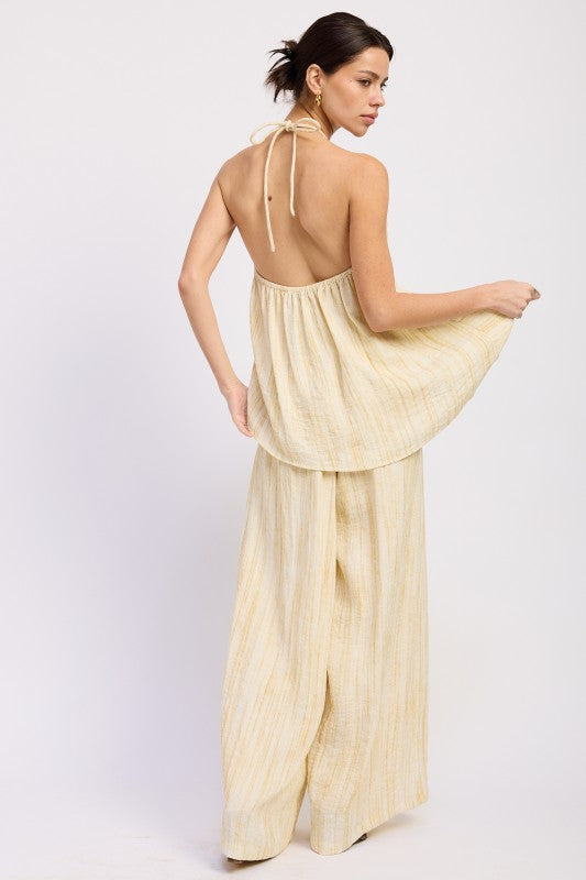 Watercolor Linen Wide Leg Pants Set