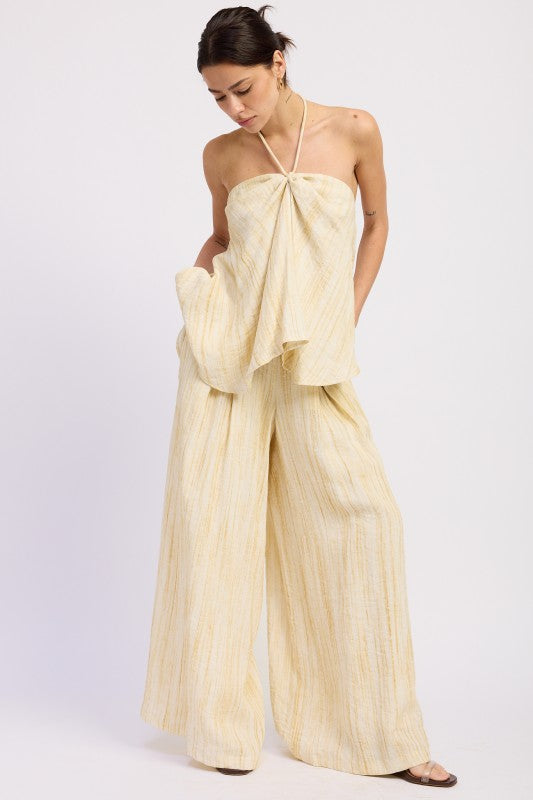 Watercolor Linen Wide Leg Pants Set