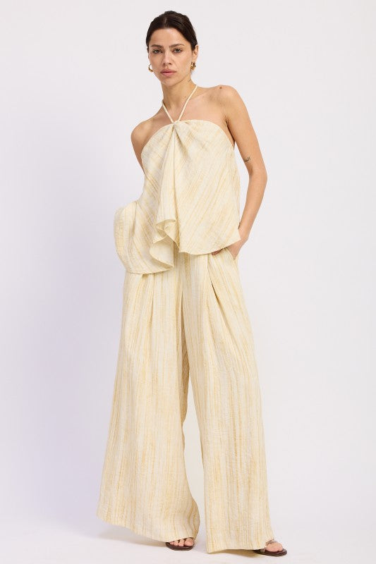 Watercolor Linen Wide Leg Pants Set