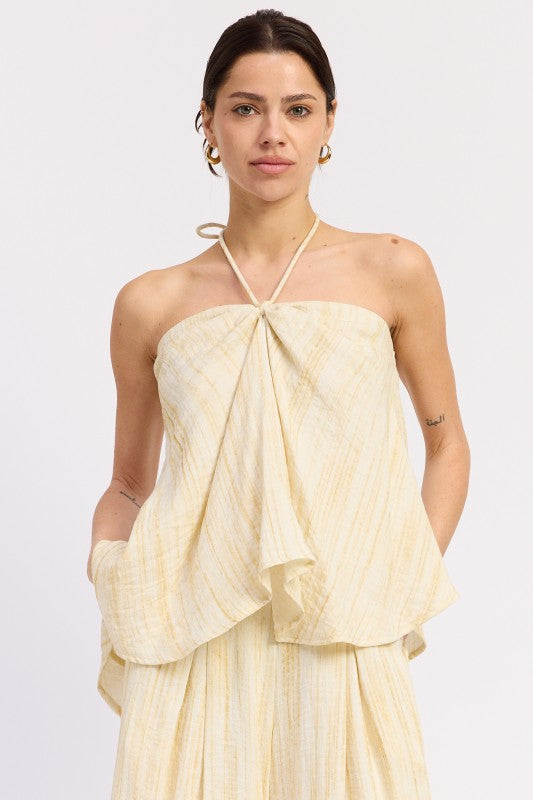 Watercolor Linen Wide Leg Pants Set