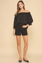Midnight Breeze Off-Shoulder Top
