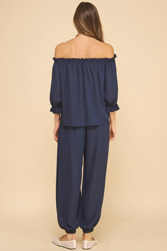 Midnight Breeze Off-Shoulder Top