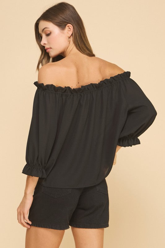 Midnight Breeze Off-Shoulder Top