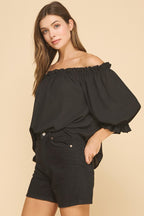 Midnight Breeze Off-Shoulder Top