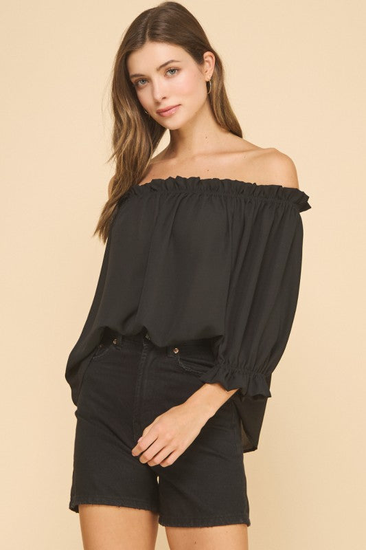 Midnight Breeze Off-Shoulder Top