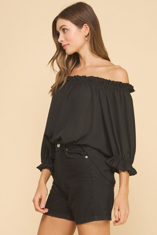Midnight Breeze Off-Shoulder Top