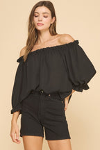 Midnight Breeze Off-Shoulder Top