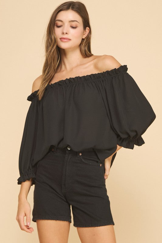 Midnight Breeze Off-Shoulder Top