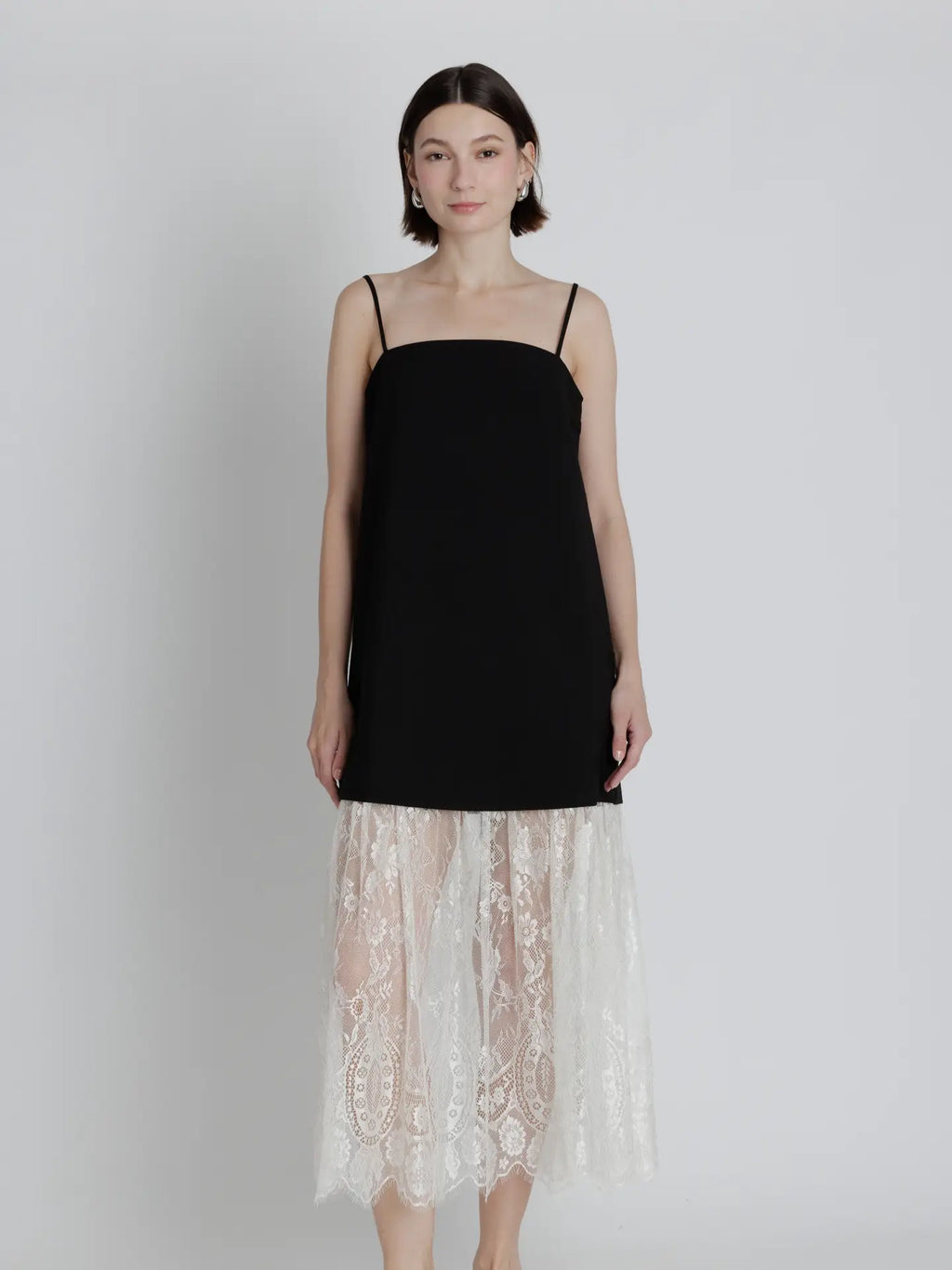 Lace Trim Midi Dress