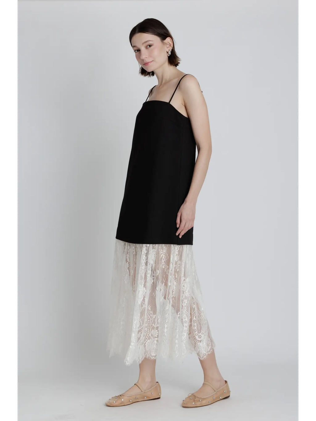 Lace Trim Midi Dress