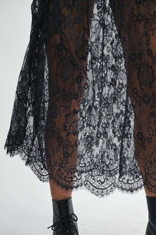 Midnight Lace Layered Tee Dress