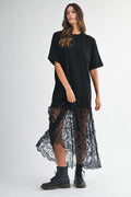 Midnight Lace Layered Tee Dress