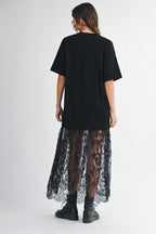 Midnight Lace Layered Tee Dress