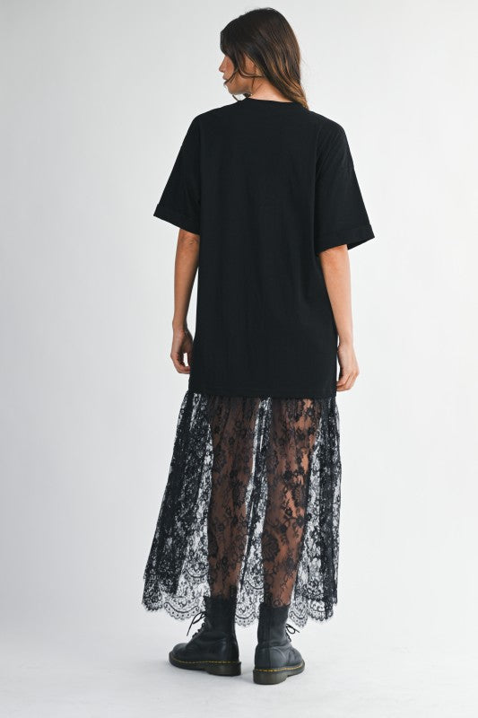Midnight Lace Layered Tee Dress