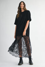 Midnight Lace Layered Tee Dress