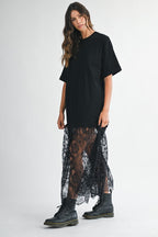 Midnight Lace Layered Tee Dress
