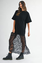 Midnight Lace Layered Tee Dress