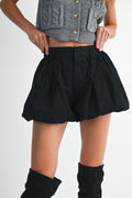 Black Bubble Hem Shorts