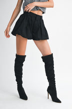 Black Bubble Hem Shorts