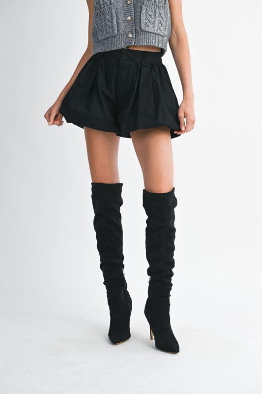 Black Bubble Hem Shorts