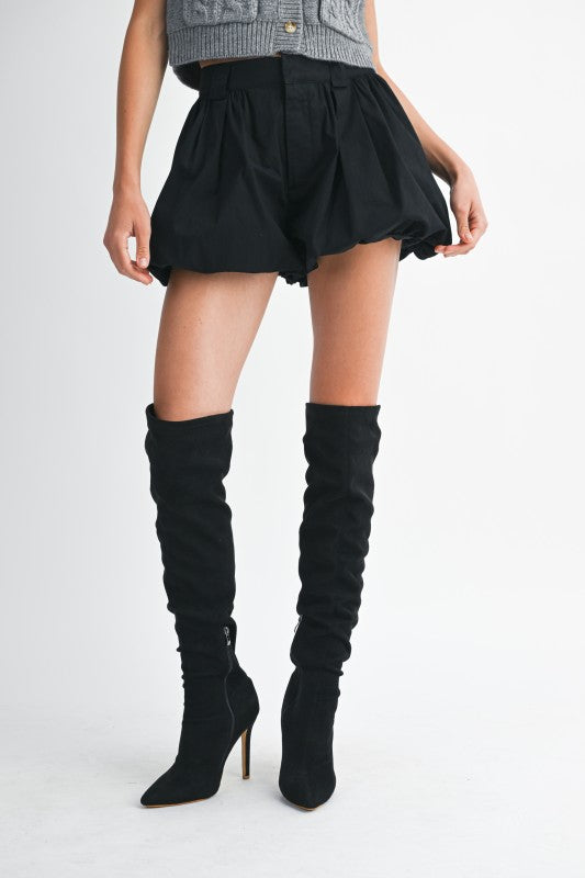 Black Bubble Hem Shorts