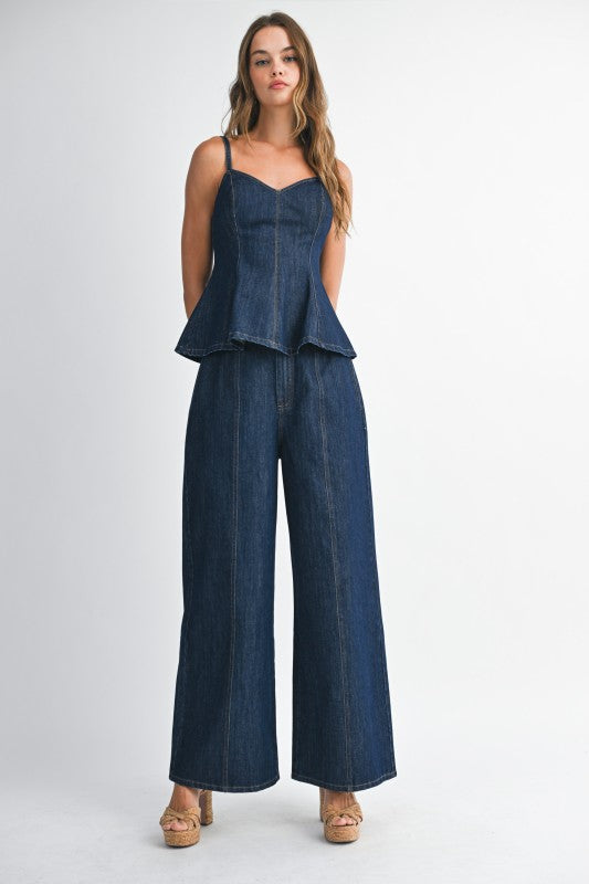 Denim Peplum Set