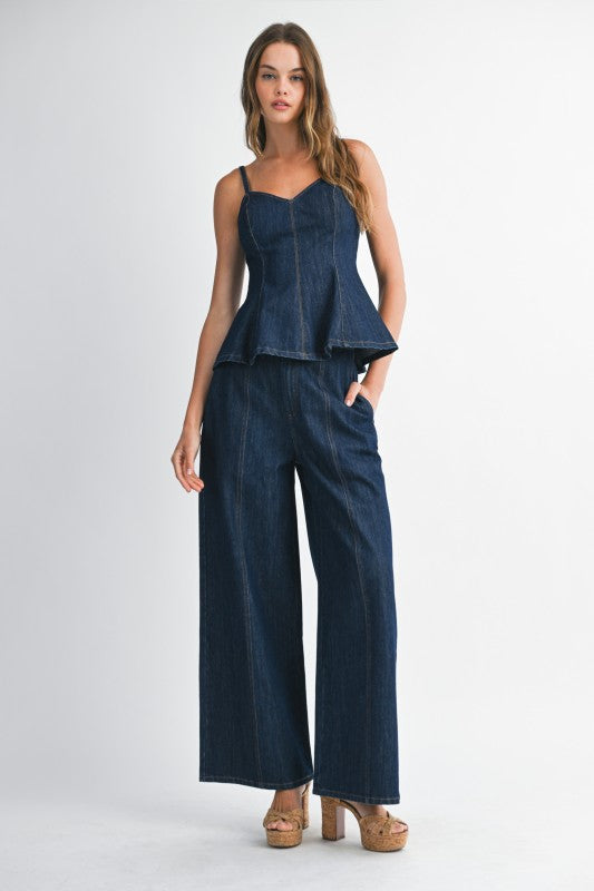 Denim Peplum Set