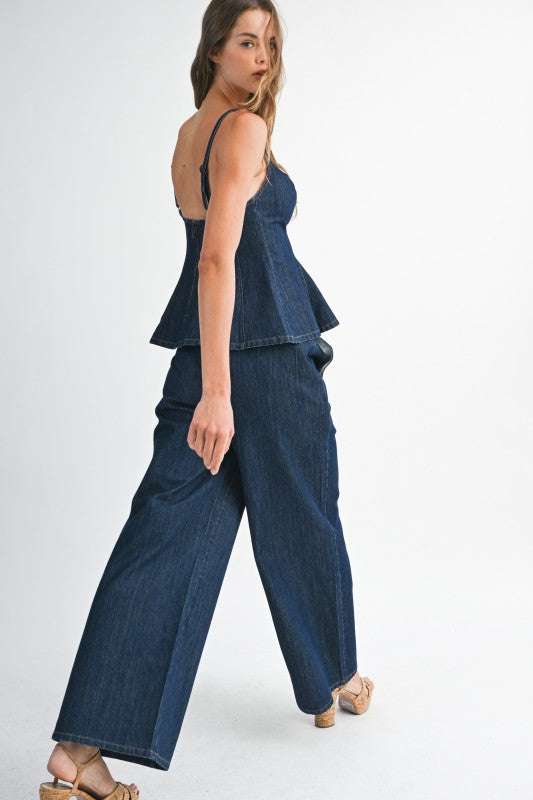 Denim Peplum Set