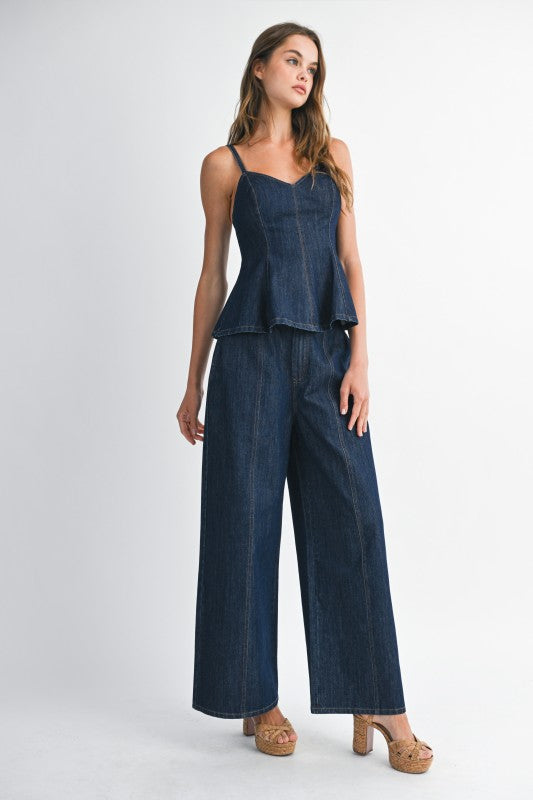 Denim Peplum Set