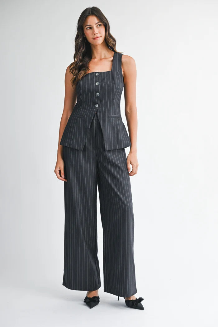 Brynn Pin Stripe Vest and Pant Set