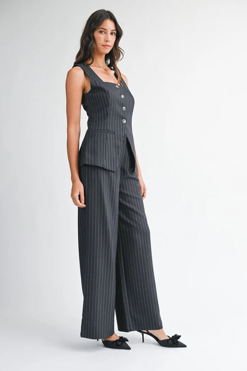 Brynn Pin Stripe Vest and Pant Set