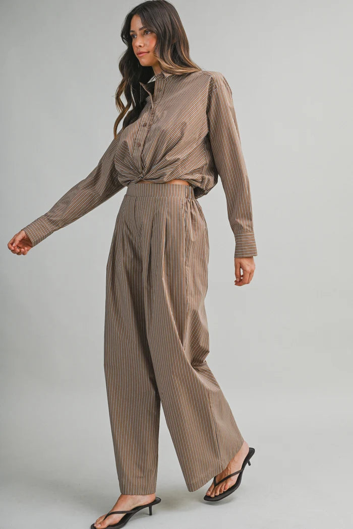 Haya Pin Stripe Shirt and Pant Set