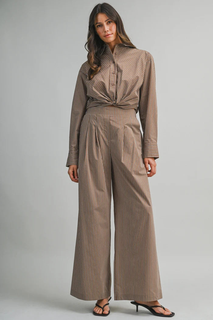 Haya Pin Stripe Shirt and Pant Set
