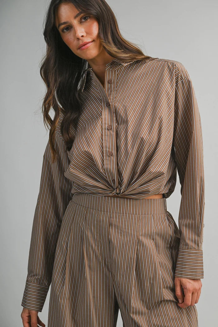 Haya Pin Stripe Shirt and Pant Set
