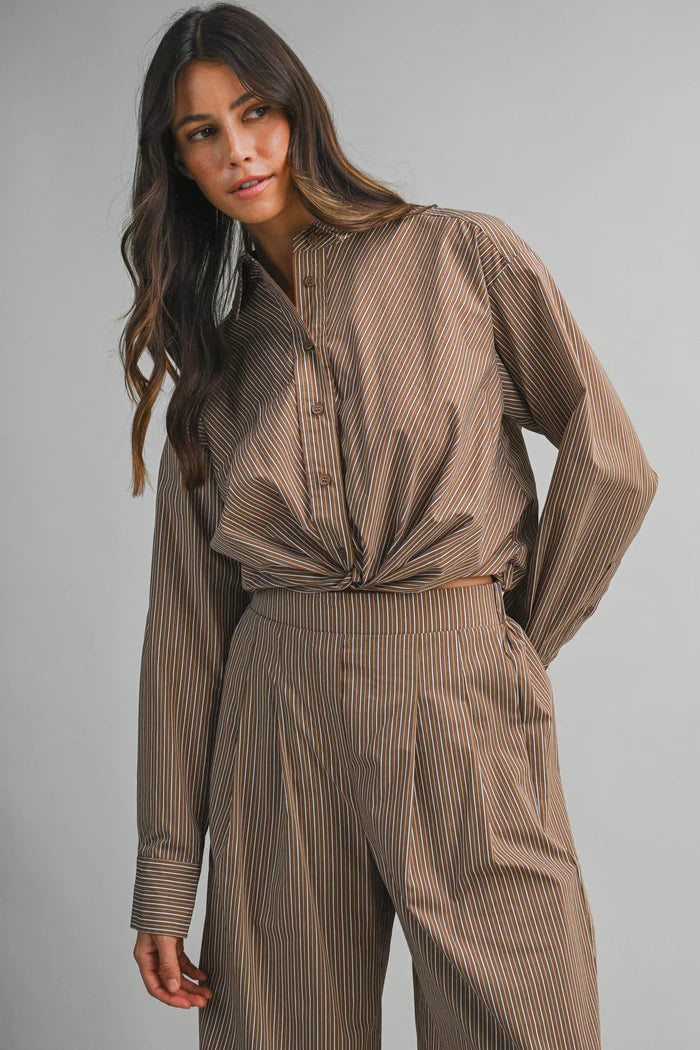 Haya Pin Stripe Shirt and Pant Set