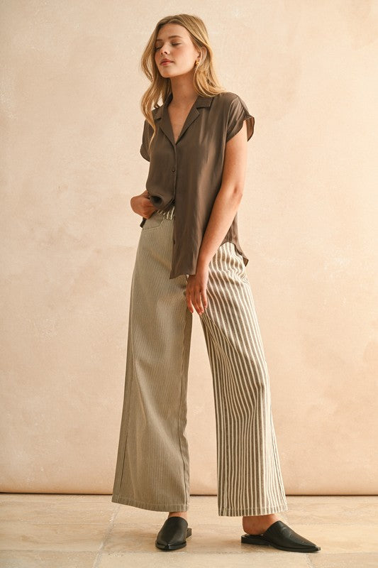 Dual Stripe Wide-Leg Pants