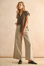 Dual Stripe Wide-Leg Pants